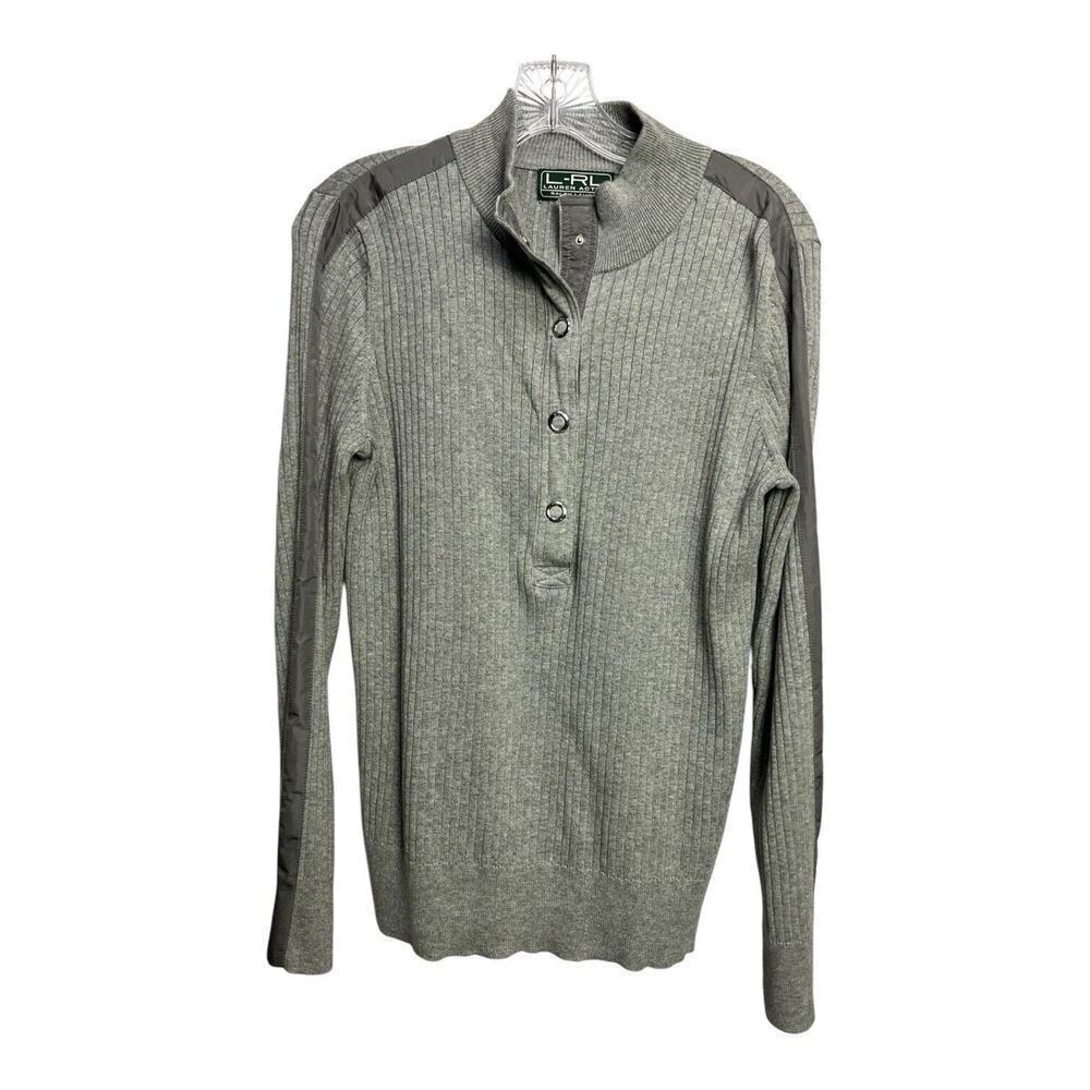 LRL Lauren Active Ralph Lauren Sweater Womens Size L Gray Long Sleeve Pullover